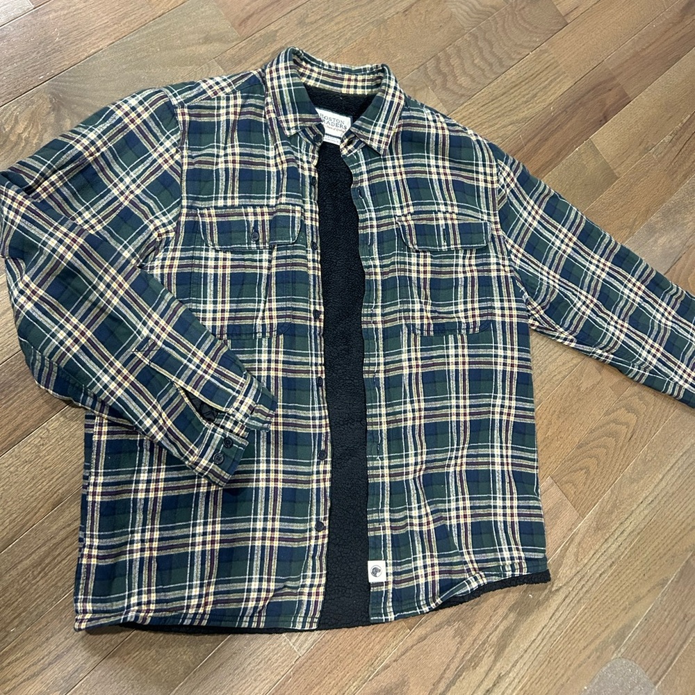 Flannel fleece button down over shirt Boston Traders size Large